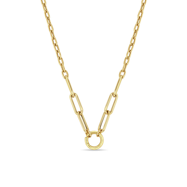 Zoë Chicco 14k Gold Mixed Medium Square Oval & Large Paperclip Chain Round Enhancer Necklace