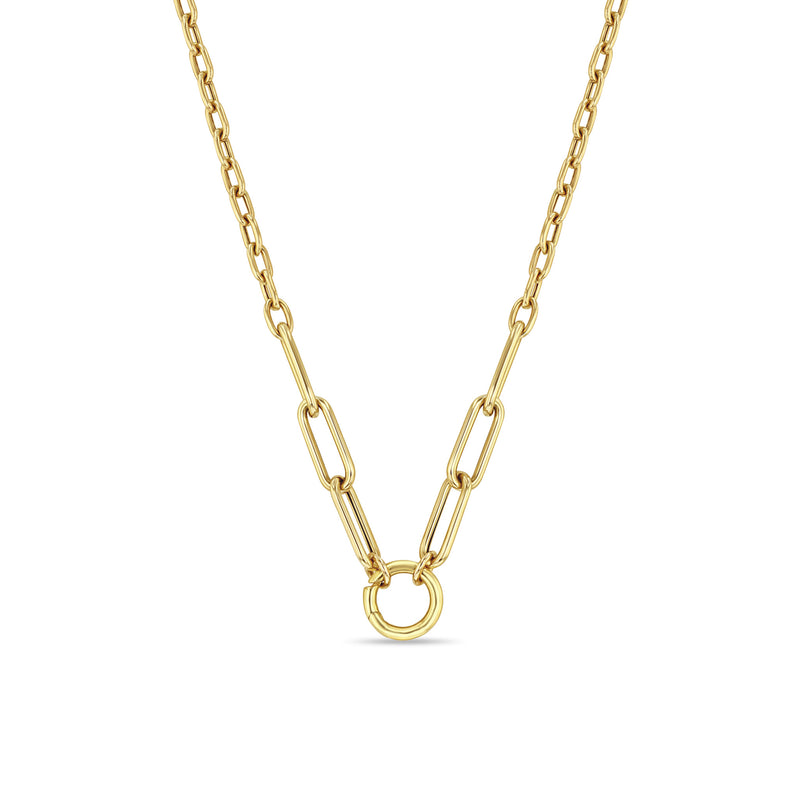 Zoë Chicco 14k Gold Mixed Medium Square Oval & Large Paperclip Chain Round Enhancer Necklace