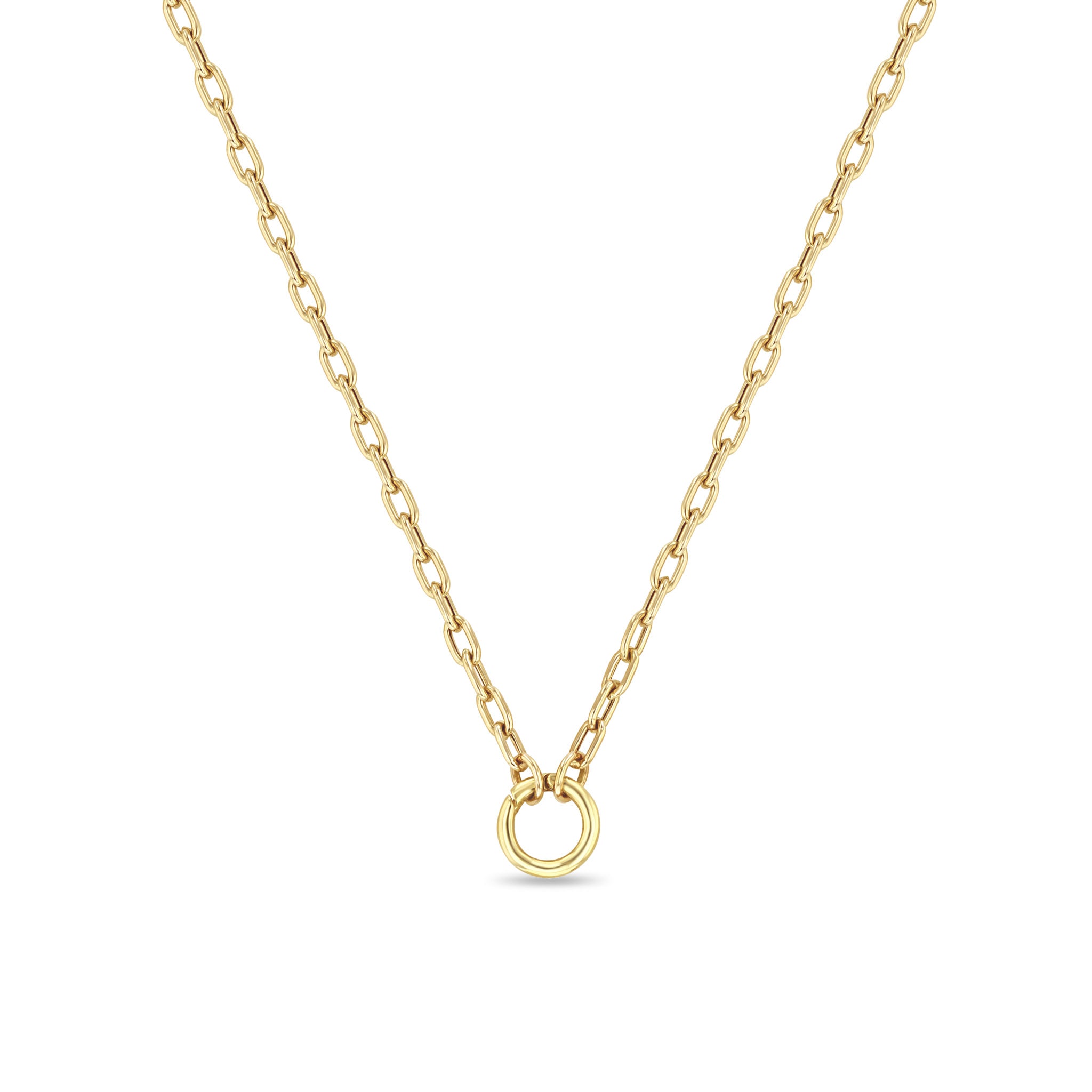Zoë Chicco 14k Gold Medium Square Oval Chain Round Enhancer Necklace