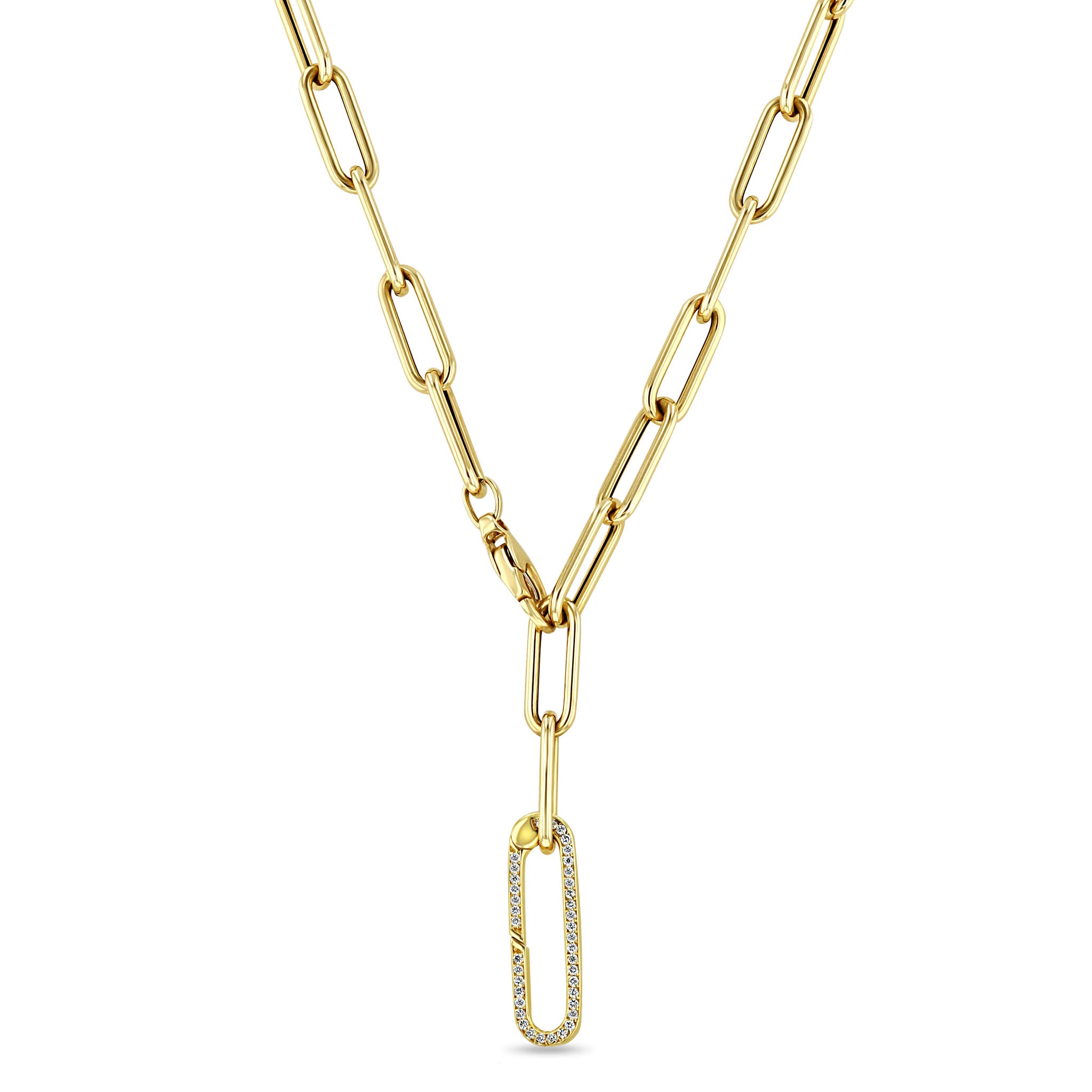 Zoë Chicco 14k Gold Large Paperclip Chain Oval Enhancer Necklace