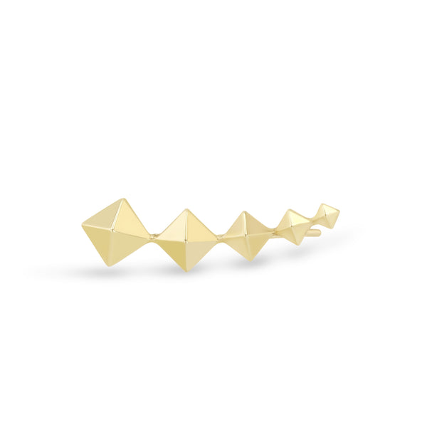 Zoe Chicco 14k gold pyramid shaped ear cuff crawler on white background
