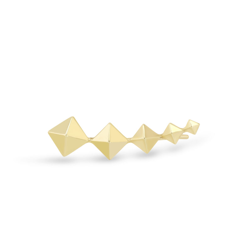 Zoe Chicco 14k gold pyramid shaped ear cuff crawler on white background
