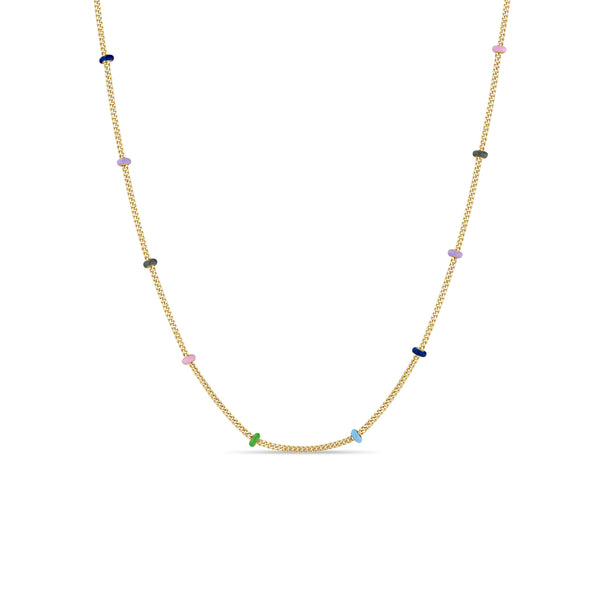 Zoë Chicco 14k Gold Multicolor Enamel Satellite Chain Necklace