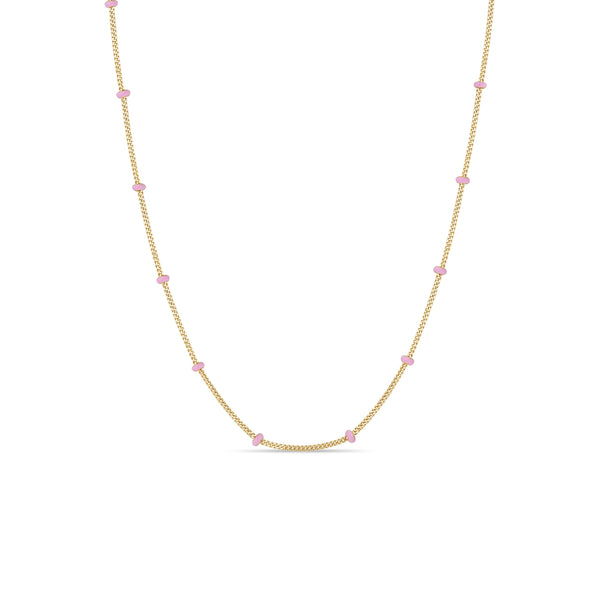 Zoë Chicco 14k Gold Pink Enamel Satellite Chain Necklace