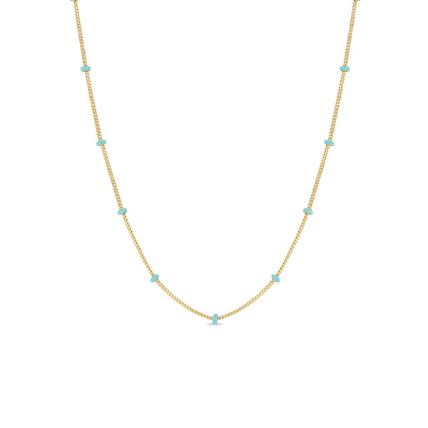 Zoë Chicco 14k Gold Turquoise Enamel Satellite Chain Necklace