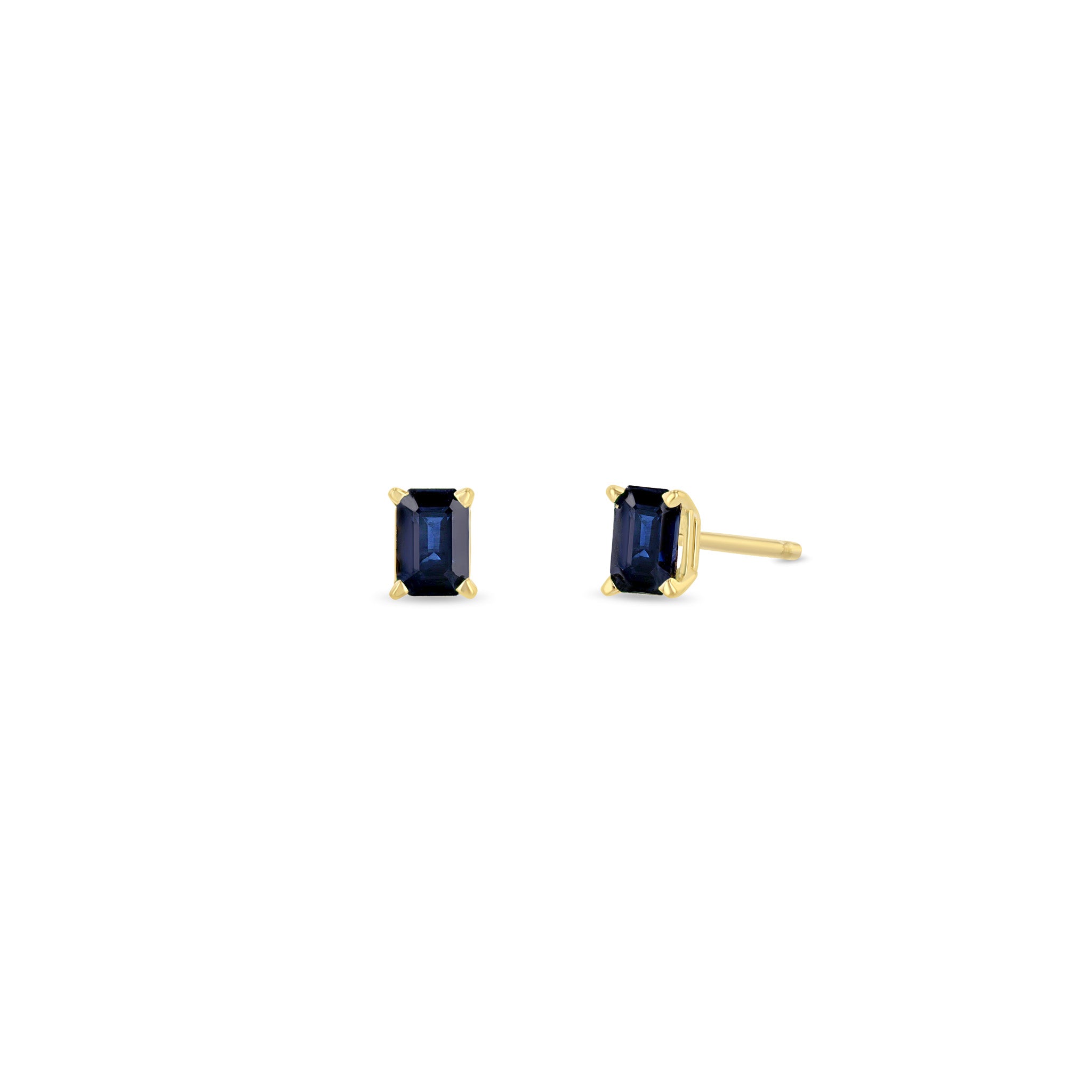 Zoë Chicco 14k Yellow Gold Emerald Cut Blue Sapphire Stud Earrings