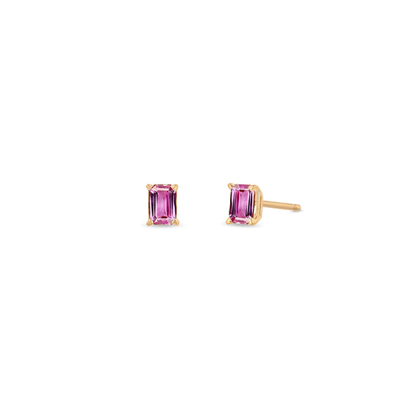 Zoë Chicco 14k Gold Emerald Cut Pink Sapphire Stud Earrings