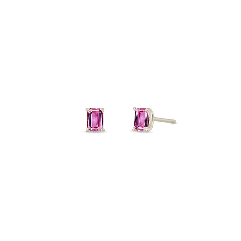 Zoë Chicco 14k Gold Emerald Cut Pink Sapphire Stud Earrings