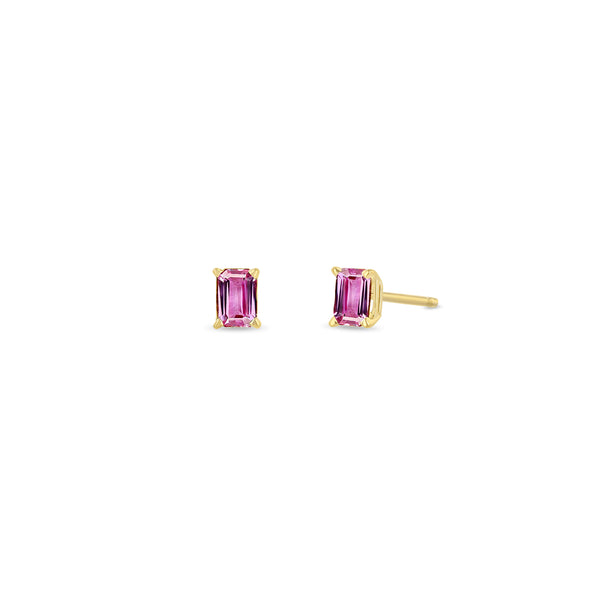 Zoë Chicco 14k Gold Emerald Cut Pink Sapphire Stud Earrings