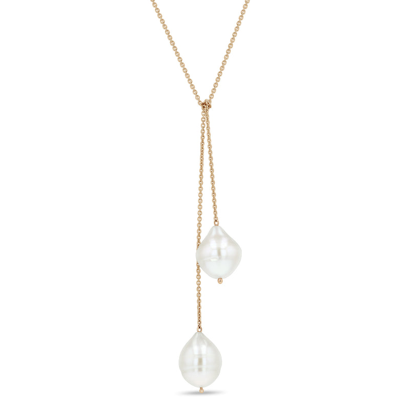 Zoë Chicco 14k Gold Double Baroque Pearl Wrap Around Lariat Necklace