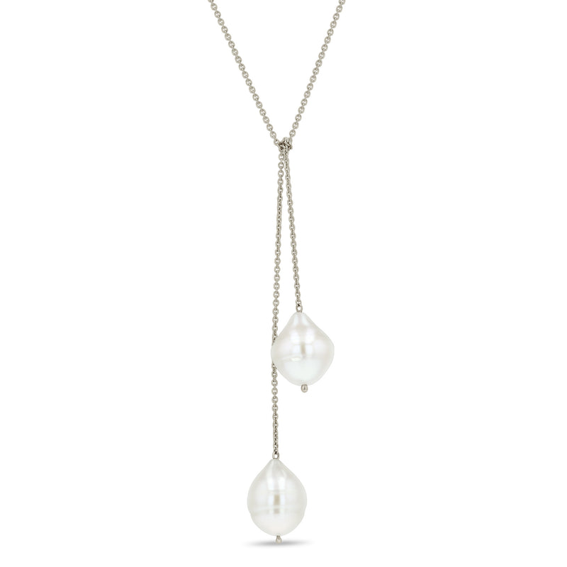 Zoë Chicco 14k Gold Double Baroque Pearl Wrap Around Lariat Necklace