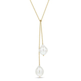 Zoë Chicco 14k Gold Double Baroque Pearl Wrap Around Lariat Necklace