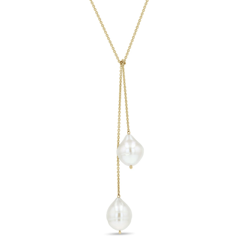Zoë Chicco 14k Gold Double Baroque Pearl Wrap Around Lariat Necklace