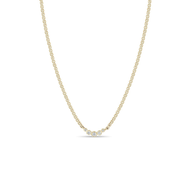 14k 5 Graduated Diamond Bezel Small Box Chain Necklace