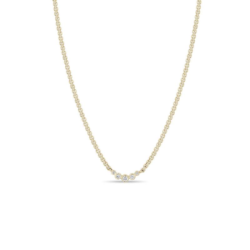 14k 5 Graduated Diamond Bezel Small Box Chain Necklace