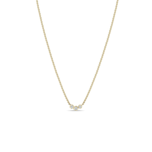 14k 3 Graduated Diamond Bezel XS Box Chain Necklace