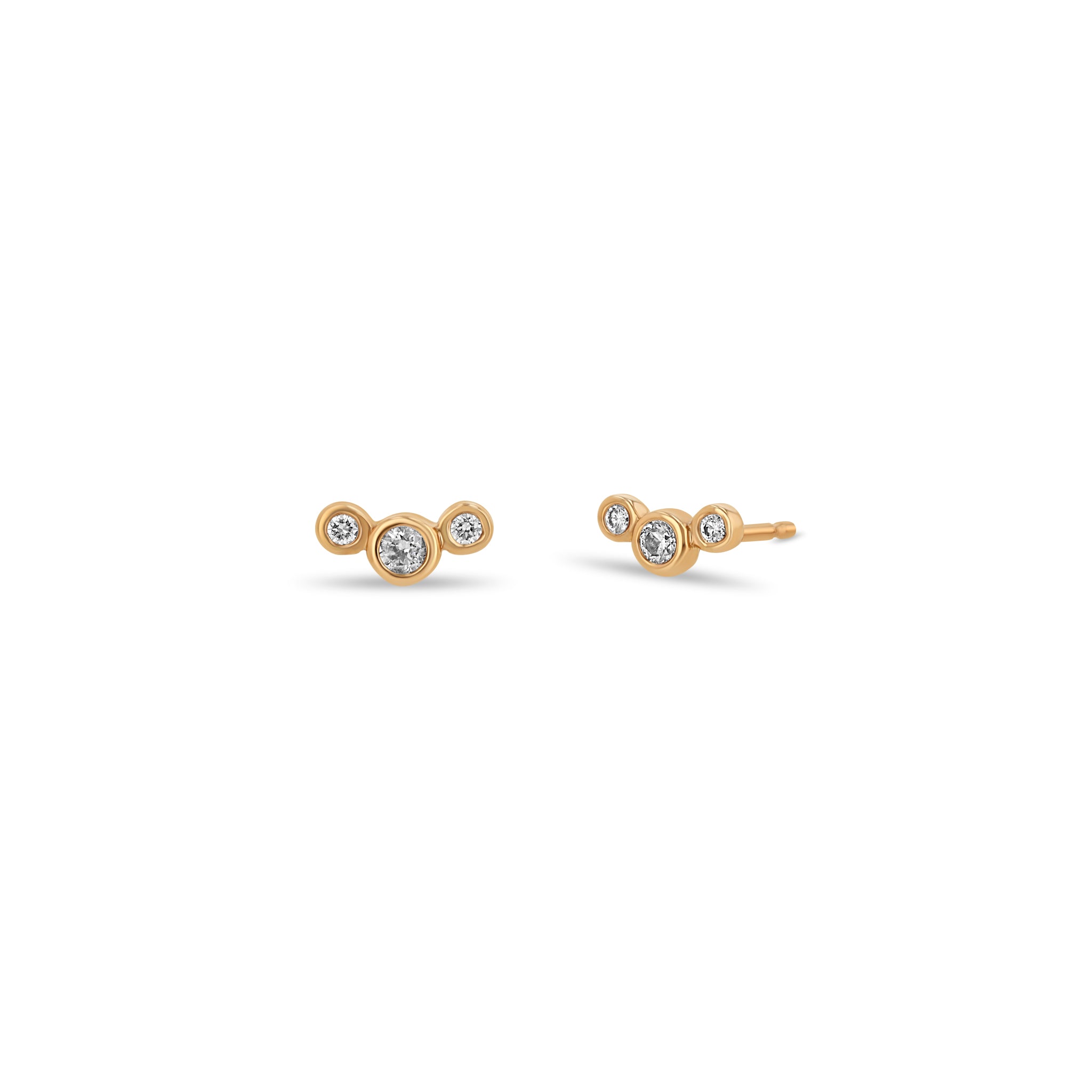 Zoe Chicco 14k Gold Small Graduated Diamond Bezel Stud Earrings
