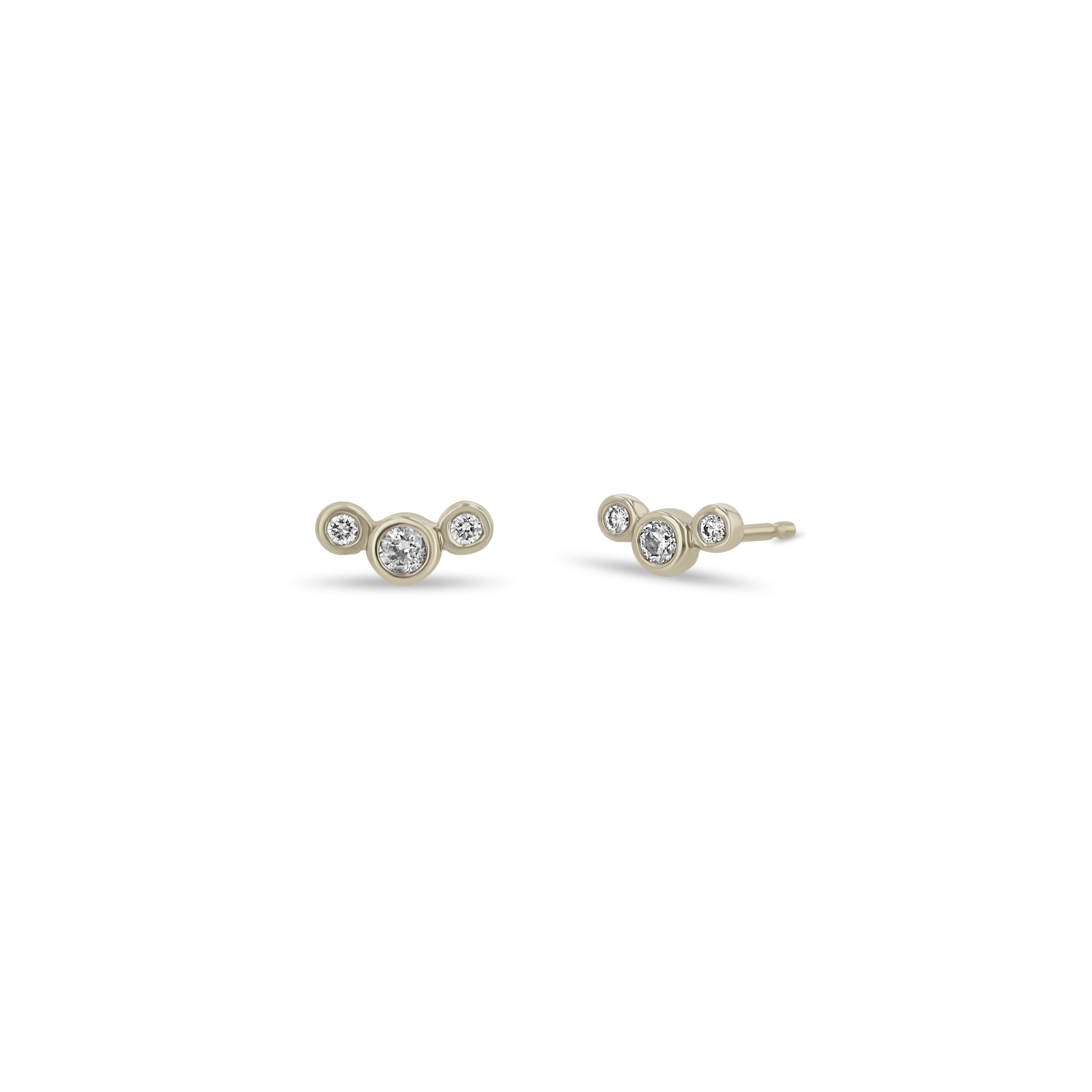 Zoe Chicco 14k Gold Small Graduated Diamond Bezel Stud Earrings