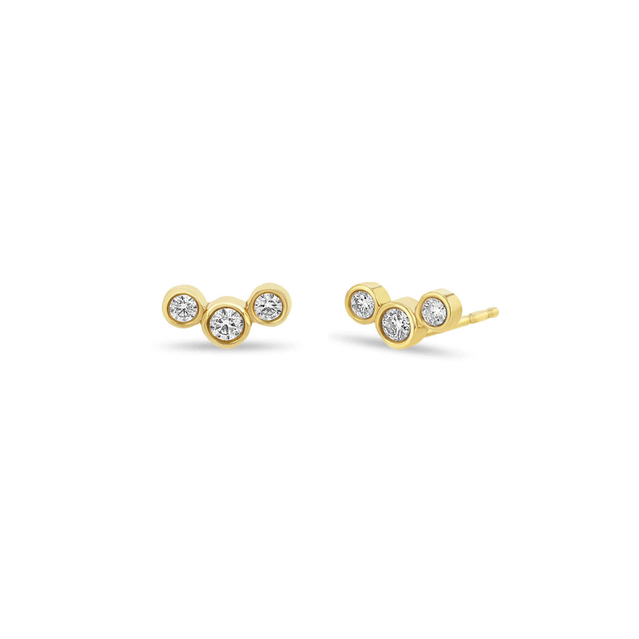 Zoë Chicco 14k Gold 3 Graduated Diamond Bezel Stud Earrings