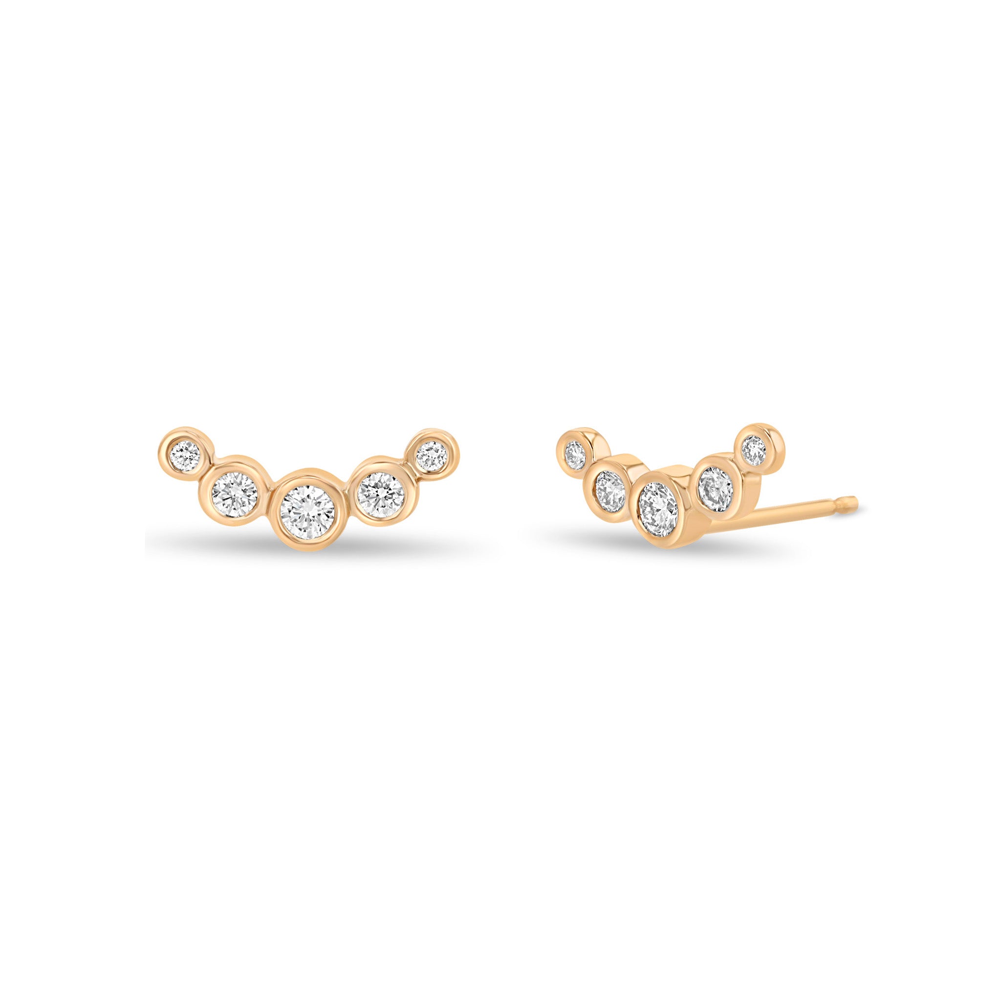 Zoë Chicco 14k Gold 5 Graduated Diamond Bezel Curve Stud Earrings