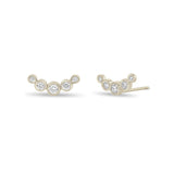 Zoë Chicco 14k Gold 5 Graduated Diamond Bezel Curve Stud Earrings
