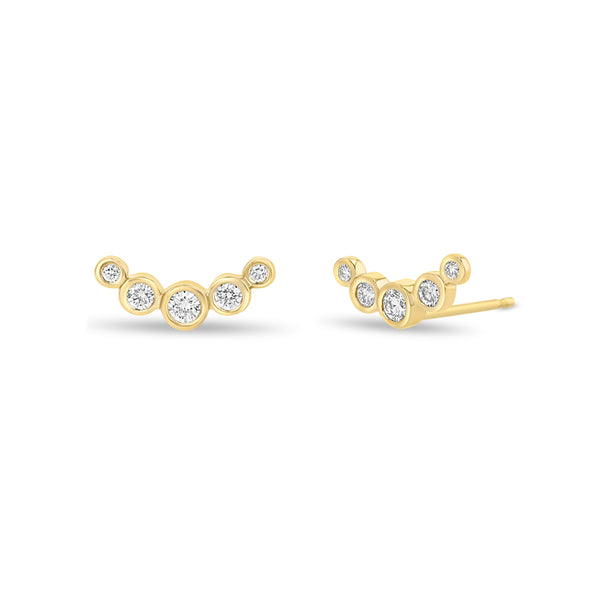Zoë Chicco 14k Gold 5 Graduated Diamond Bezel Curve Stud Earrings