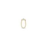 14k Graduated Diamond Bezel & Bead Chain Loop Drop Earrings