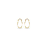 14k Graduated Diamond Bezel & Bead Chain Loop Drop Earrings