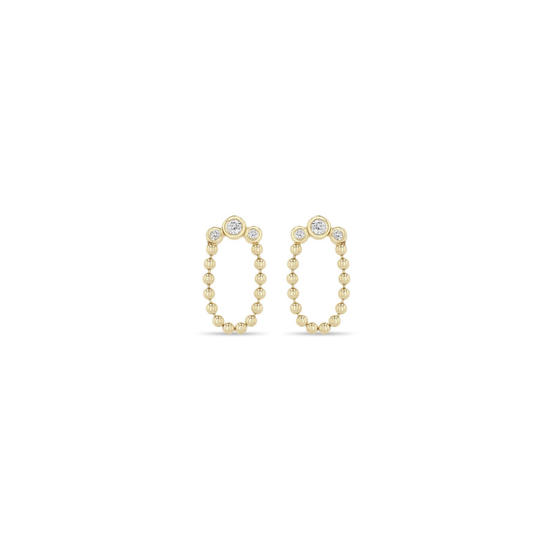 14k Graduated Diamond Bezel & Bead Chain Loop Drop Earrings