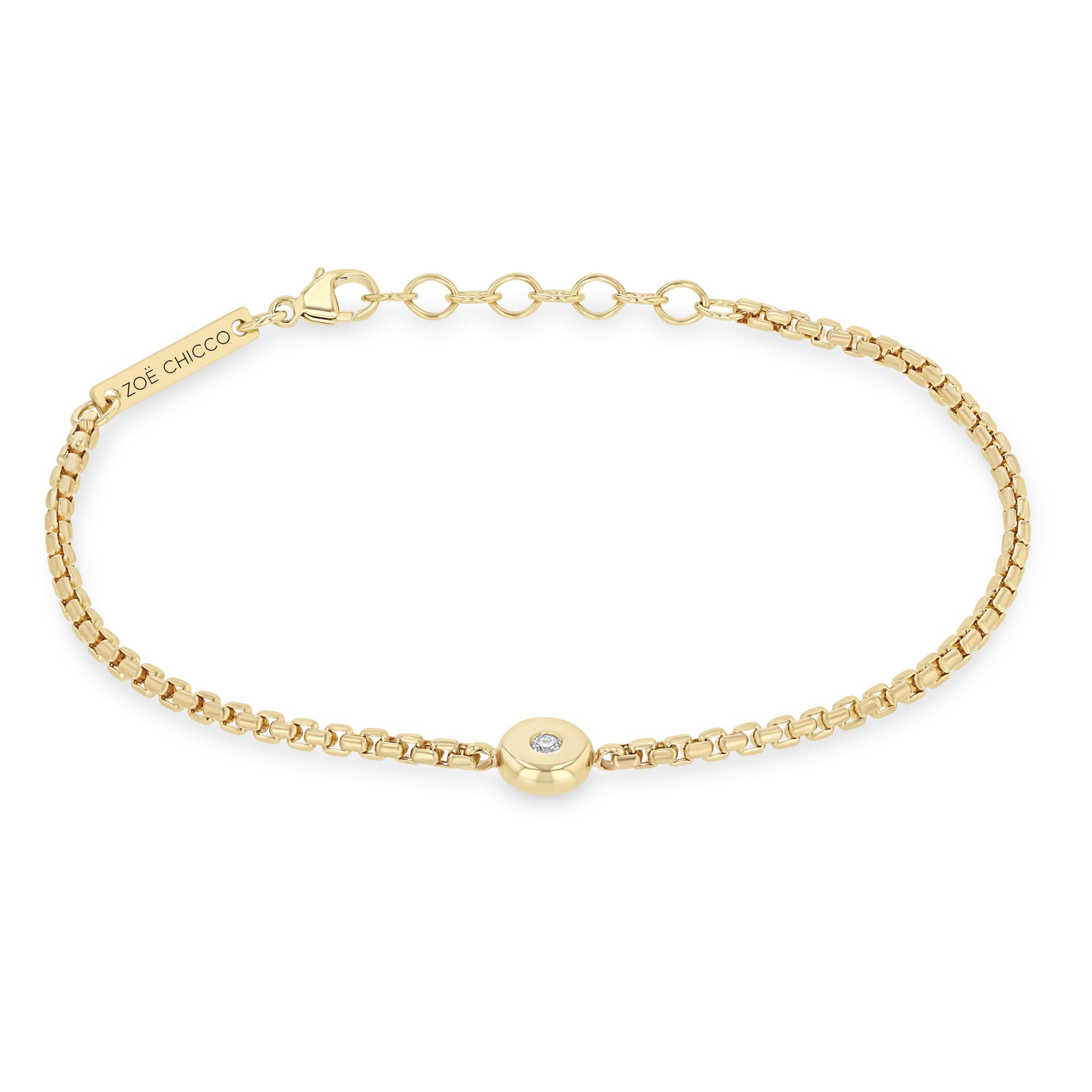 Zoë Chicco 14k Gold Diamond Nugget Box Chain Bracelet