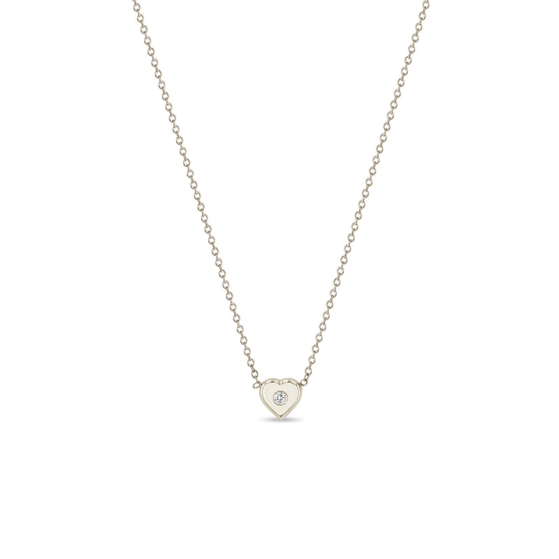 Zoë Chicco 14k White Gold Diamond Nugget Heart Pendant Necklace