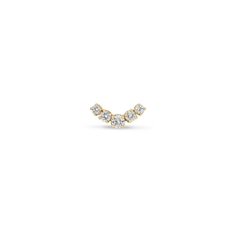 Single Zoë Chicco 14k Gold Medium 5 Graduated Prong Diamond Curved Bar Stud Earring