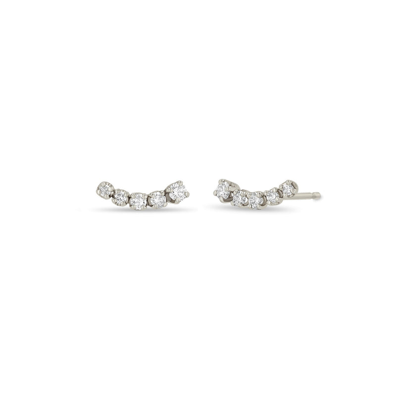 14k 5 Tapered Prong Diamond Curve Studs
