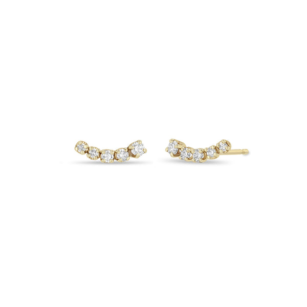 14k 5 Tapered Prong Diamond Curve Studs