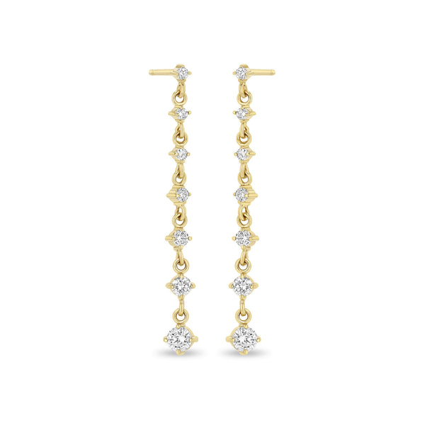 Zoë Chicco 14k Gold 7 Linked Graduated Prong Diamond Drop Earrings