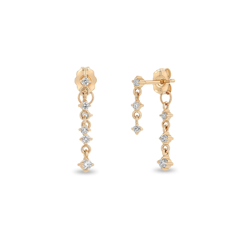Zoë Chicco 14k Gold Mixed Prong Diamond Double Drop Earrings