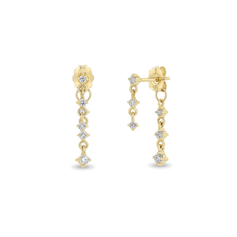 Zoë Chicco 14k Gold Mixed Prong Diamond Double Drop Earrings