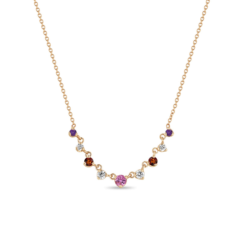 Zoë Chicco 14k Gold Linked Graduated Pink Ombre Gemstone Necklace