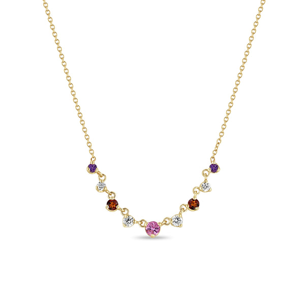 Zoë Chicco 14k Gold Linked Graduated Pink Ombre Gemstone Necklace