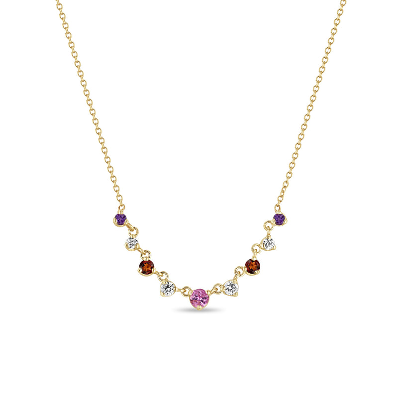 Zoë Chicco 14k Gold Linked Graduated Pink Ombre Gemstone Necklace