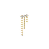 Single Zoë Chicco 14k Gold Prong Diamond & Bead Chain Waterfall Earring for the Left Ear