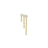 Single Zoë Chicco 14k Gold Prong Diamond & Bead Chain Waterfall Earring for the Right Ear