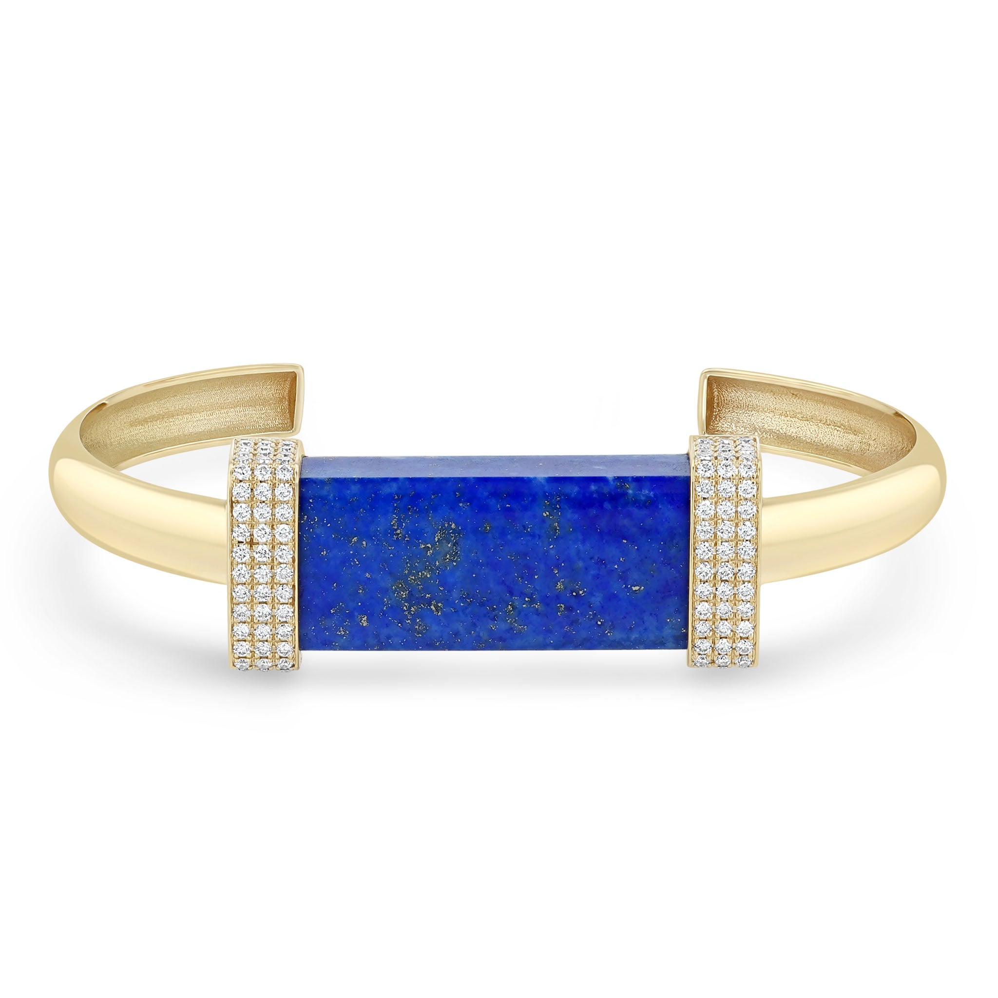 Zoe Chicco 14k Large Lapis & Pavé Diamond Bar Half Round Cuff