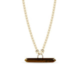 Zoe Chicco 14k Tiger Eye Bar with Diamonds Large Box Chain Necklace