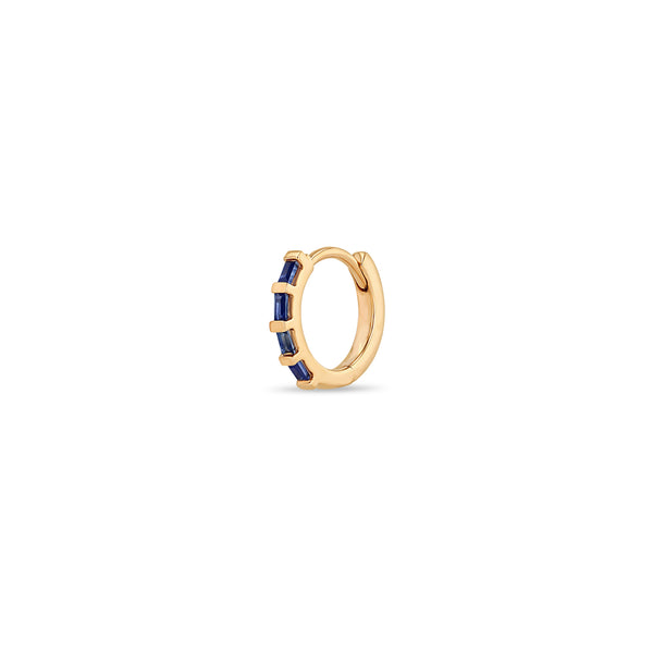 Zoë Chicco 14k Gold Baguette Blue Sapphire Hinge Huggie Hoop Earring