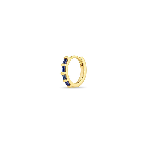 Zoë Chicco 14k Gold Baguette Blue Sapphire Hinge Huggie Hoop Earring