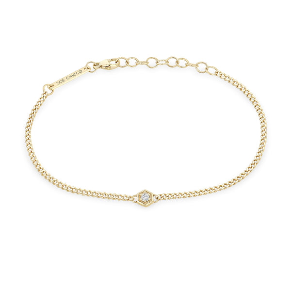 Zoë Chicco 14k Gold Diamond Hexagon Curb Chain Bracelet