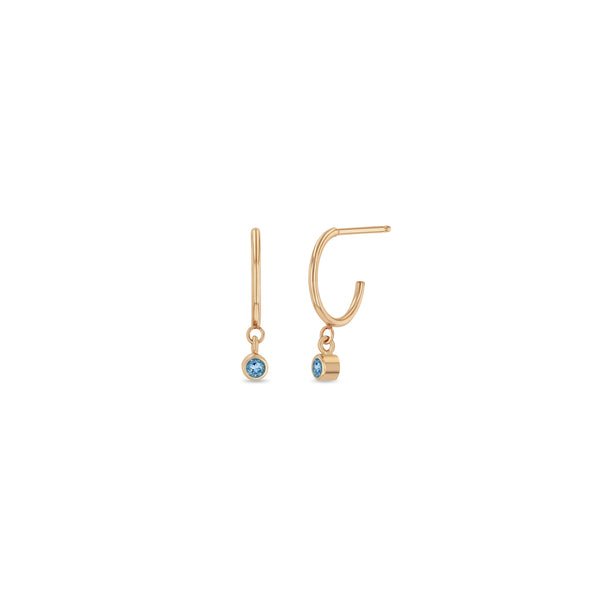 Zoë Chicco 14k Rose Gold Dangling Aquamarine Huggie Hoop Earrings | March Birthstone