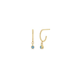 Zoë Chicco 14k Yellow Gold Dangling Aquamarine Huggie Hoop Earrings | March Birthstone