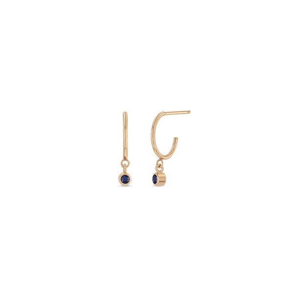 Zoë Chicco 14k Rose Gold Dangling Sapphire Huggie Hoop Earrings| September Birthstone